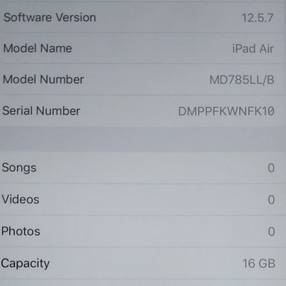 Apple iPad Air 1st Gen 9.7" 16GB Wi-Fi (Space Gray) - MD785LL/B, Factory Reset - Picture 4 of 10